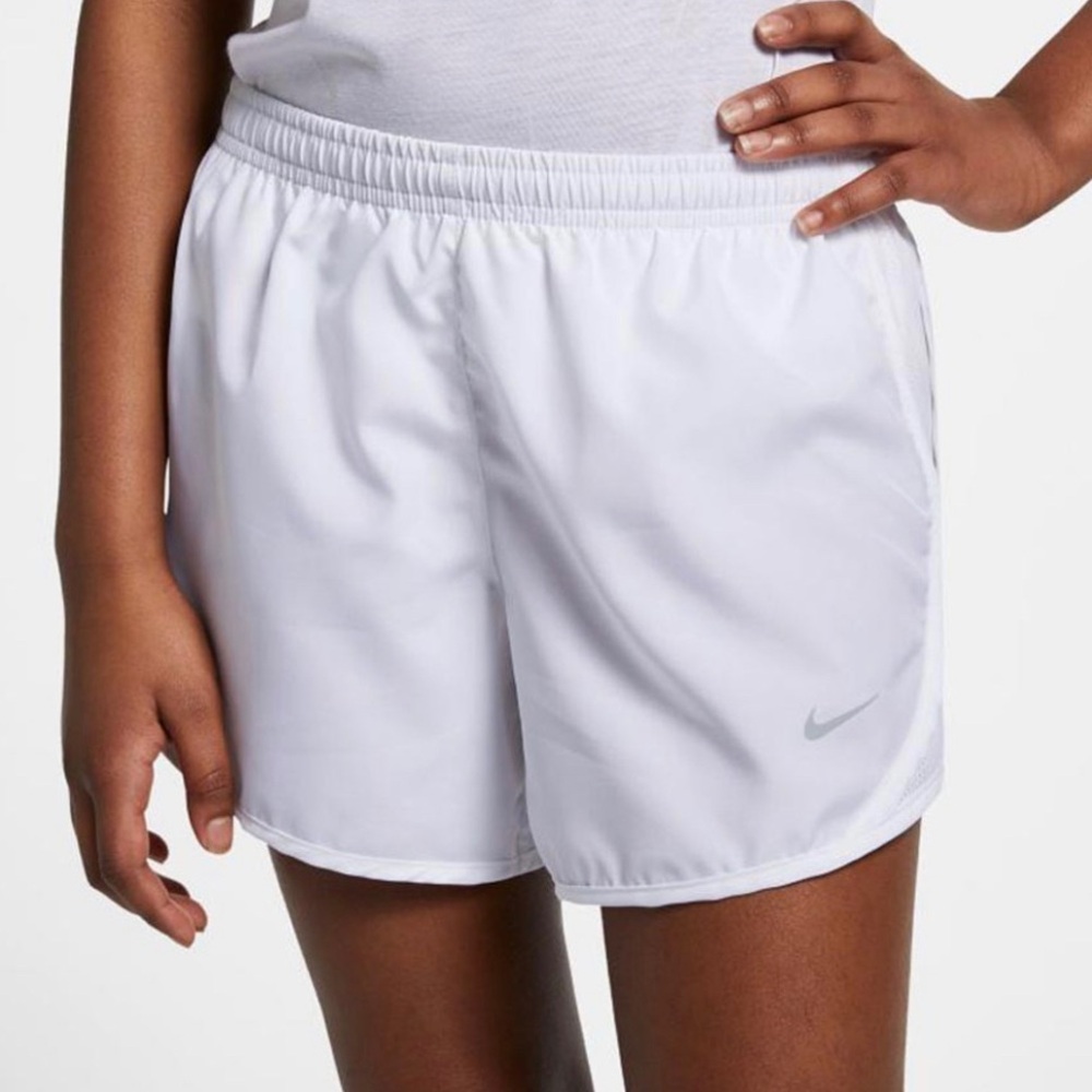 Nike white drifit workout training running shorts size youth medium